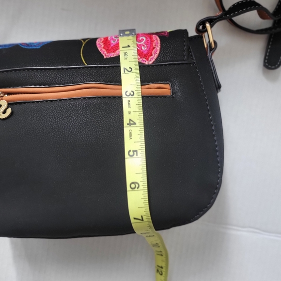 Desigual Embroidered Floral Black Crossbody Bag - Picture 14 of 16